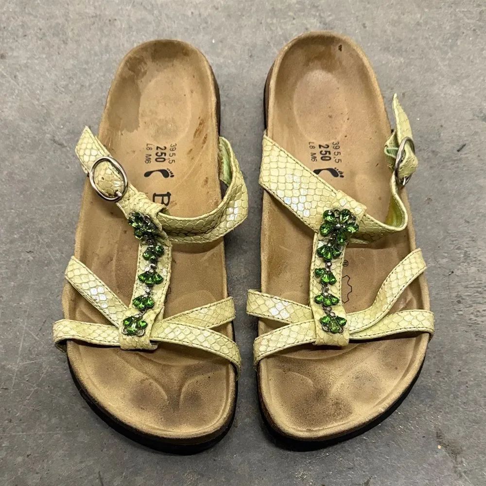 Birkenstock Light Green Embellished Sandals